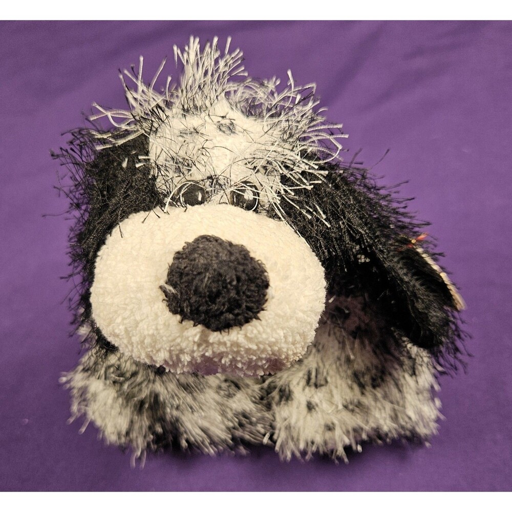 2002 TY Punkies POLKA-DOT the Dog With Tag Stuffed Animal Plush black white Cute